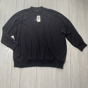 Torrid Black Textured Jersey Choke Neck Smocked Hem Top Plus Size 4X NEW